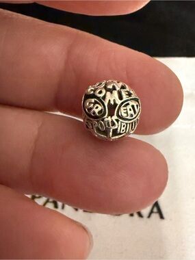 Sterling Silver Religious Prayer Bead Charm - Silver